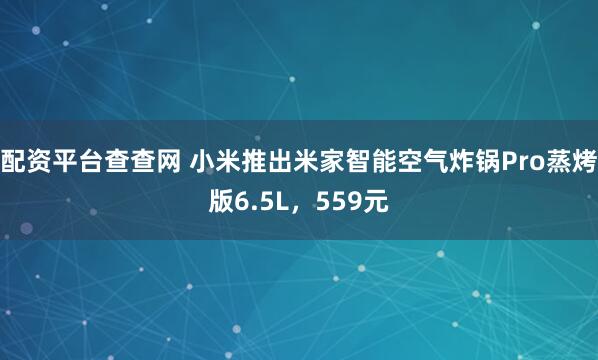 配资平台查查网 小米推出米家智能空气炸锅Pro蒸烤版6.5L，559元